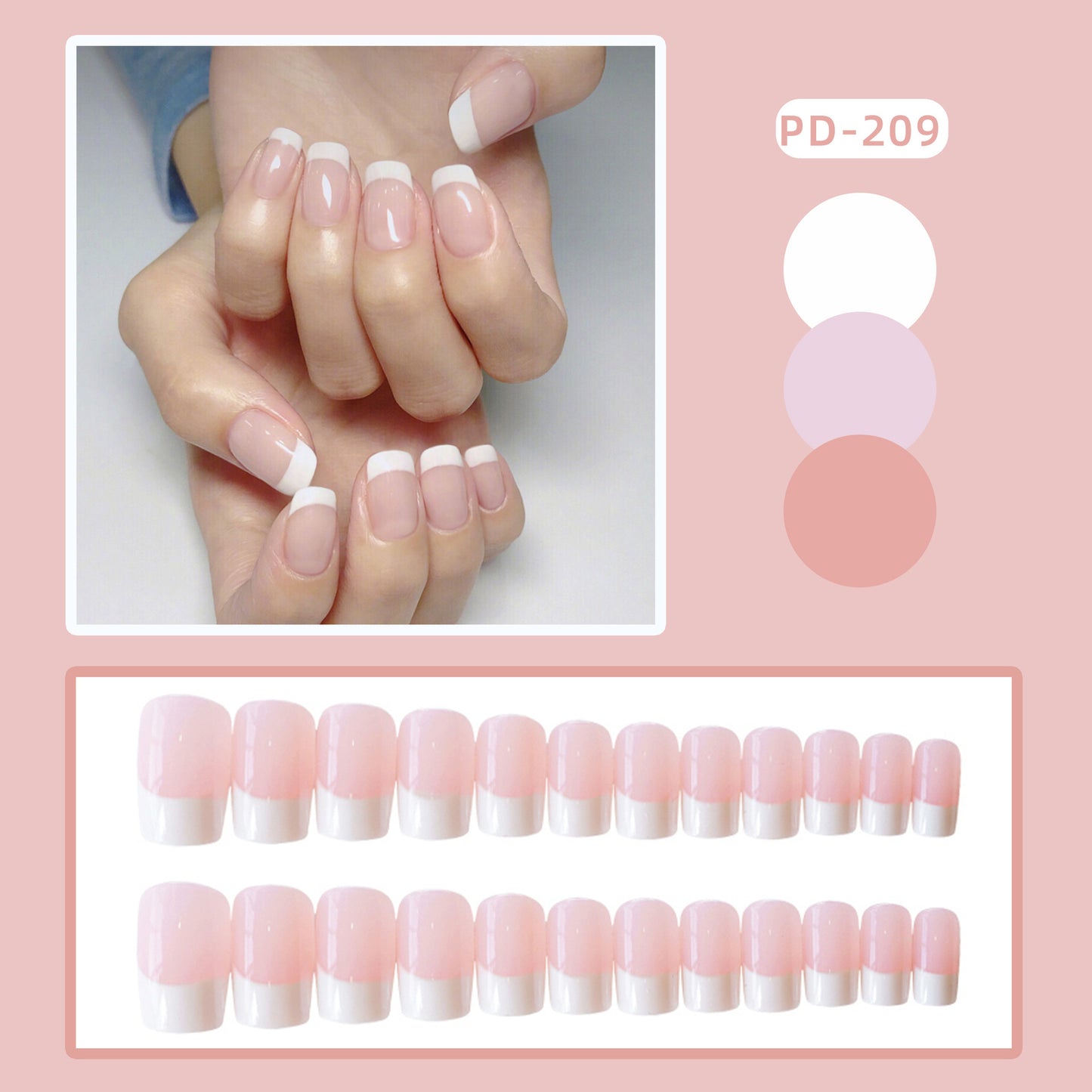 French Tip Fake Nails