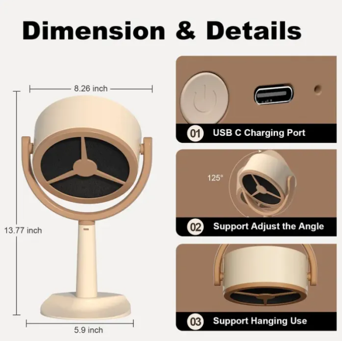 Mini Desktop Range Hood Dimension and Details