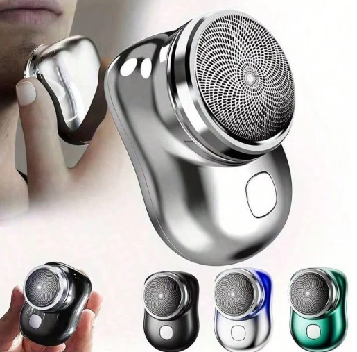 Mini Electric Shaver in use and color options