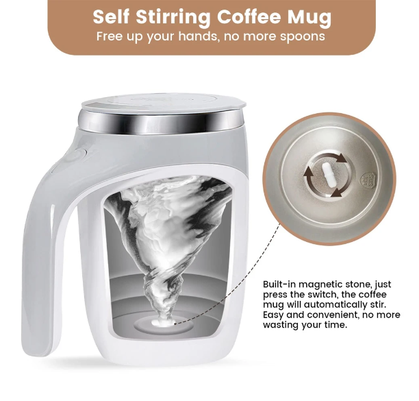 Self Stirring Coffee Mug Built-in Magnetic Stone