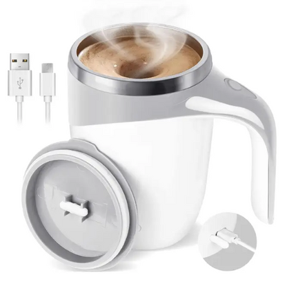 Self Stirring Coffee Mug Rechargeable White