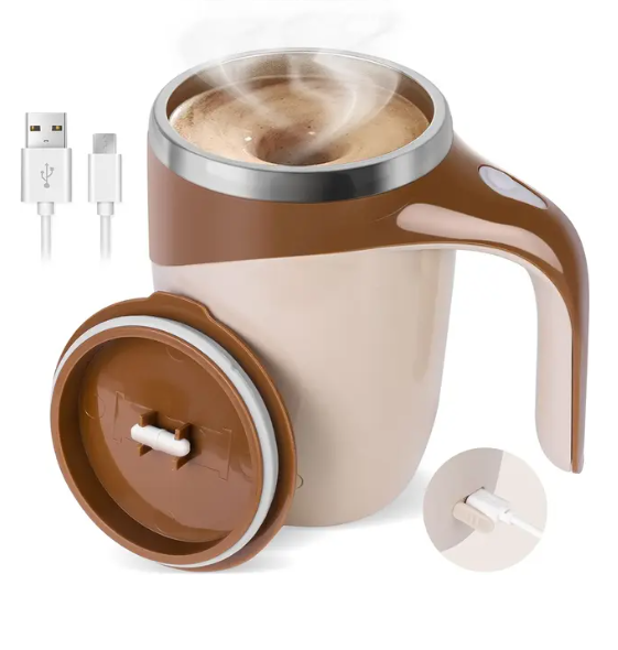 Self Stirring Coffee Mug Rechargeable Brown