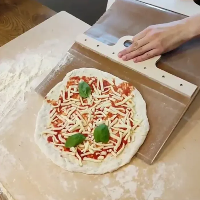 Wooden Pizza Slider in use