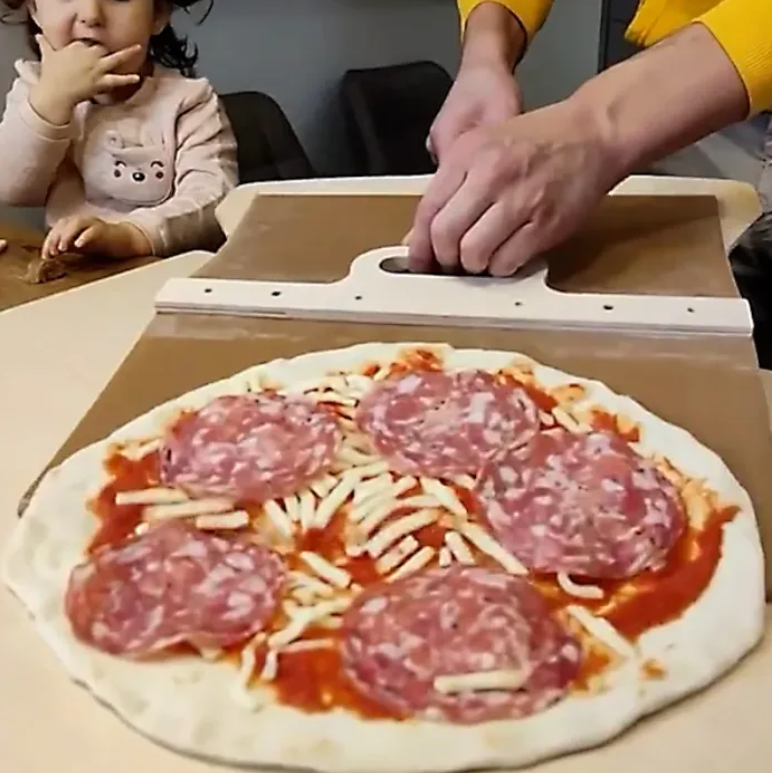 Wooden Pizza Slider in use