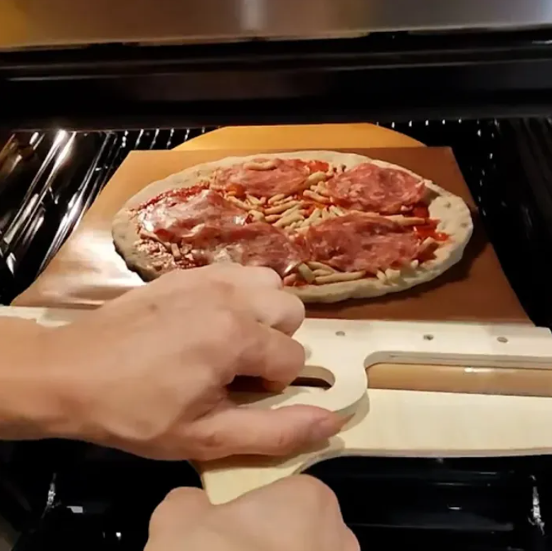 Wooden Pizza Slider in use